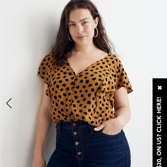 Madewell Flutter Sleeve Button Top - Picture 5 of 5